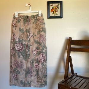 Vintage jones New York floral patterned midi skirt